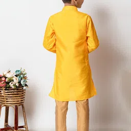 BAESD Boys Ethnic Motifs Embroidered Sequinned Dupion Silk Kurta with Pyjamas image 5