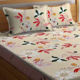 KLOTTHE Multi Floral 300 TC Cotton Blend Double Bedsheet Set image 4
