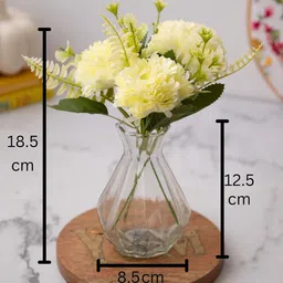 BS AMOR Off-White Dahlia Artificial Flowers With Glass Vase image 4