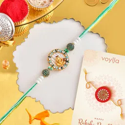 Voylla Men Lord Ganesh Pearl Beaded Rakhi image 1