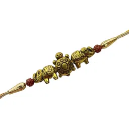Digital Dress Room Men Red & Golden Beaded Rakhi image 2