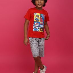 V-Mart Boys Cartoons Printed Pure Cotton T-shirt with Short-picture-49