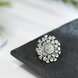 ATIBELLE Silver-Plated Cubic Zirconia Studded Ring-image-19