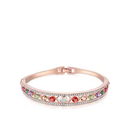 Designs By Jewels Galaxy Women Rose Gold & Red Brass American Diamond Rose Gold-Plated Bangle-Style Bracelet image 2