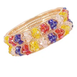 NMII Set Of 2 Gold Plated Pearls Beaded Kada Bangles image 3