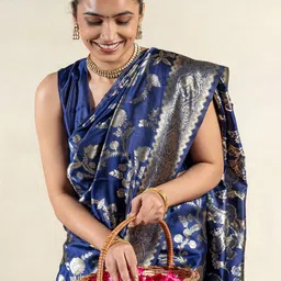 Subham Ethnic Motif Zari Woven Saree with Blouse-picture-15