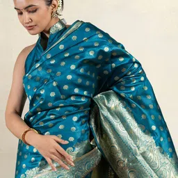 Subham Ethnic Motif Zari Woven Saree with Blouse-image-97