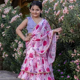 Cutiediva Floral Schiffli Pure Georgette Ready to Wear Saree-picture-44