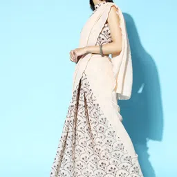 Libas Peach-Coloured Floral Sequinned Saree image 5