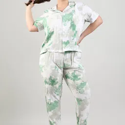 INSTAFAB PLUS Tie and Dye Cuban Collar Casual Shirt With Trousers-picture-13