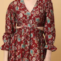 KALINI Printed Puffed Sleeves Crop Top and Skirt image 3