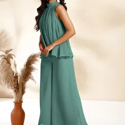 Janasya Woven Design Sleeveless Top & Palazzos Co-Ords image 4