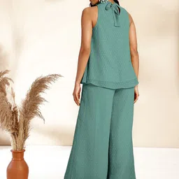 Janasya Woven Design Sleeveless Top & Palazzos Co-Ords image 3