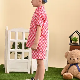 Superminis Boys Checked Pure Cotton Shirt With Shorts image 5