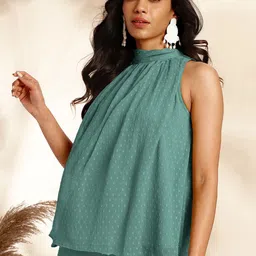 Janasya Woven Design Sleeveless Top & Palazzos Co-Ords image 2