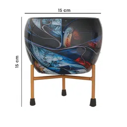 Homspurts Black & Blue 2 Pieces Metal Planters with Stand image 2