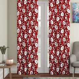 KLOTTHE Maroon & White Set of 2 Floral Door Curtain-picture-16