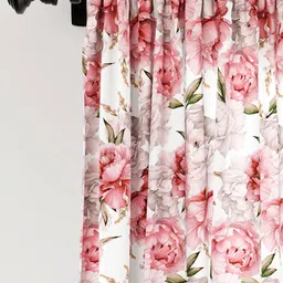 Encasa Homes Pink & White Set of 2 Ethnic Motifs Sheer Long Door Curtain image 3