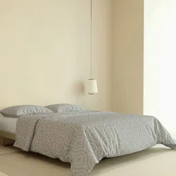 LABHAM Grey Melange Ethnic Motifs Pure Cotton 350 TC King Bedsheet with 2 Pillow Covers-image-39