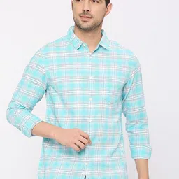 SPYKAR Slim Fit Tartan Checks Opaque Checked Cotton Casual Shirt image 1