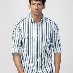 SPYKAR Men Slim Fit Striped Cotton Casual Shirt-image-11