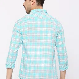 SPYKAR Slim Fit Tartan Checks Opaque Checked Cotton Casual Shirt image 5