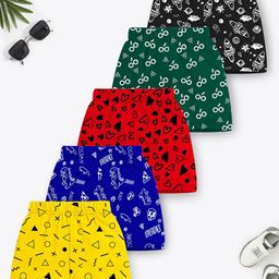 YK X Trampoline Kids Pack of 5 Graphic Printed Cotton Mid-Rise Shorts-picture-34
