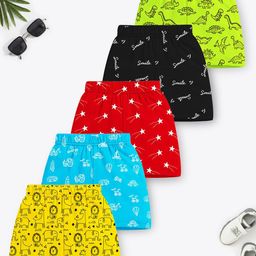 YK X Trampoline Kids Pack of 5 Graphic Printed Cotton Mid-Rise Shorts-picture-18