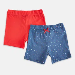 Pantaloons Baby Girls Pack of 2 Red & Blue Printed Shorts-picture-35