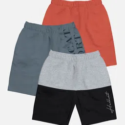 HELLCAT Boys Pack Of 3 Mid-Rise Typography Printed Cotton Shorts-picture-45