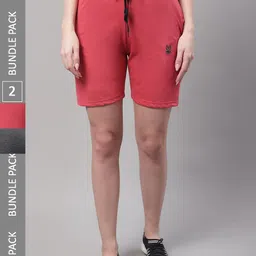 mack jonney VIMAL JONNEY Women Pack Of 2 Mid Rise Cotton Sports Shorts-picture-26