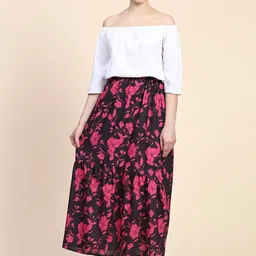 Rudra Fashion Floral Printed A-Line Maxi Skirt-picture-31