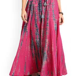 Varanga Pink Tie & Dye Pure Cotton Flared Skirt-picture-10