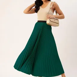 OTABU  Green A- Line Maxi  Flared Skirts image 4