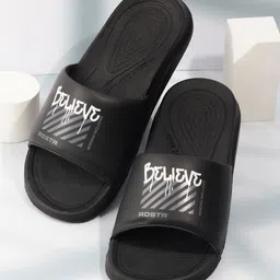 The Roadster Lifestyle Co. Men Black Active Graphic Printed Slider-picture-38