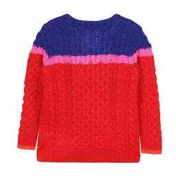 Cherry Crumble Boys Red & Blue Colourblocked Pullover Acrylic Sweater image 3