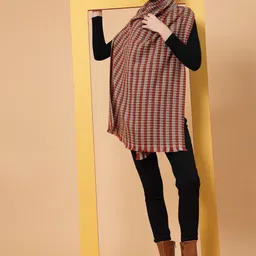 Mafadeny Checked Stole With Fringed Border image 4