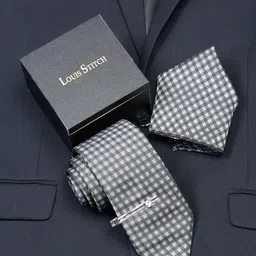 LOUIS STITCH Men Italian Silk Necktie With Pocket Square and Tiepin Accessory Gift Set-picture-15