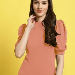 Fabflee High Neck Puff Sleeves Top-picture-22