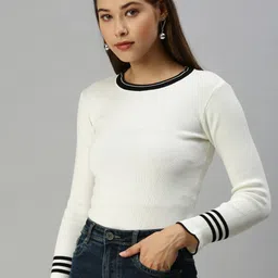 SHOWOFF Off White & Black Fitted Top image 2