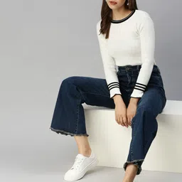 SHOWOFF Off White & Black Fitted Top image 4