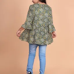 BAESD Girls Floral Printed Ruffled Tie Up Ruffled A-Line Top image 2