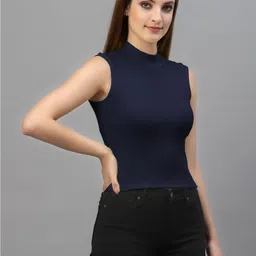Friskers Pack of 2 Lavender & Navy Blue Solid Fitted Tops image 2