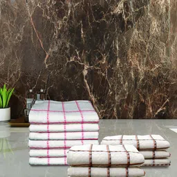 Athom Living White 12-Pieces Striped Super Absorbent 210 GSM Pure-Cotton Hand Towels-image-33