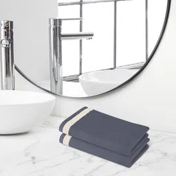 Himeya Grey 2 Pieces Self-Designed 350 GSM Cotton Hand Towels-picture-10