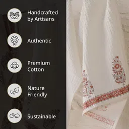 Peepul Tree Off White & Peach 2 Pieces Printed Cotton 300 GSM Towel Set image 4