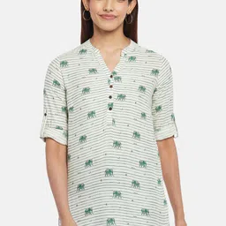 AKKRITI BY PANTALOONS Women Ethnic Motifs Printed Mandarin Collar Tunic-image-53