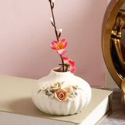 TAYHAA White Flower Patterned Ceramic Vase-image-98