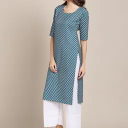 7threads KALINI Women Pack of 2 Blue & Black Printed Crepe Kurta image 4