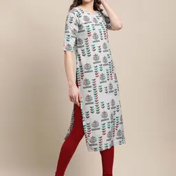 7threads KALINI Women Multicoloured Geometric Striped Flared Sleeves Thread Work Summer Sheers Crepe Kurta image 4